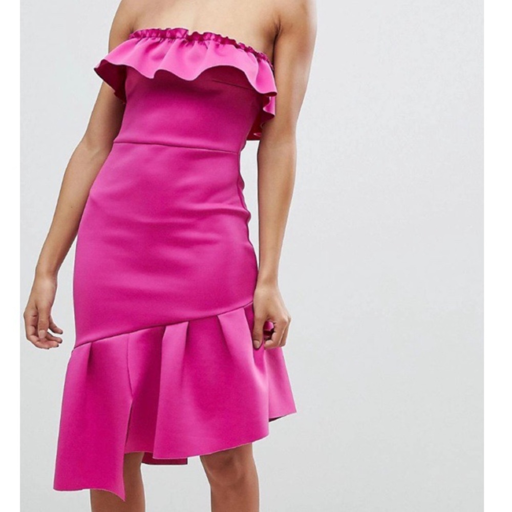 ASOS Ruffle Bandeau Bodycon Dress